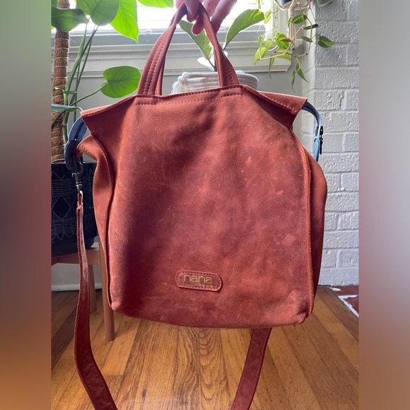 Nana By Sally Geometry Satchel Handbag Genuine Leather - Picture 1 of 13